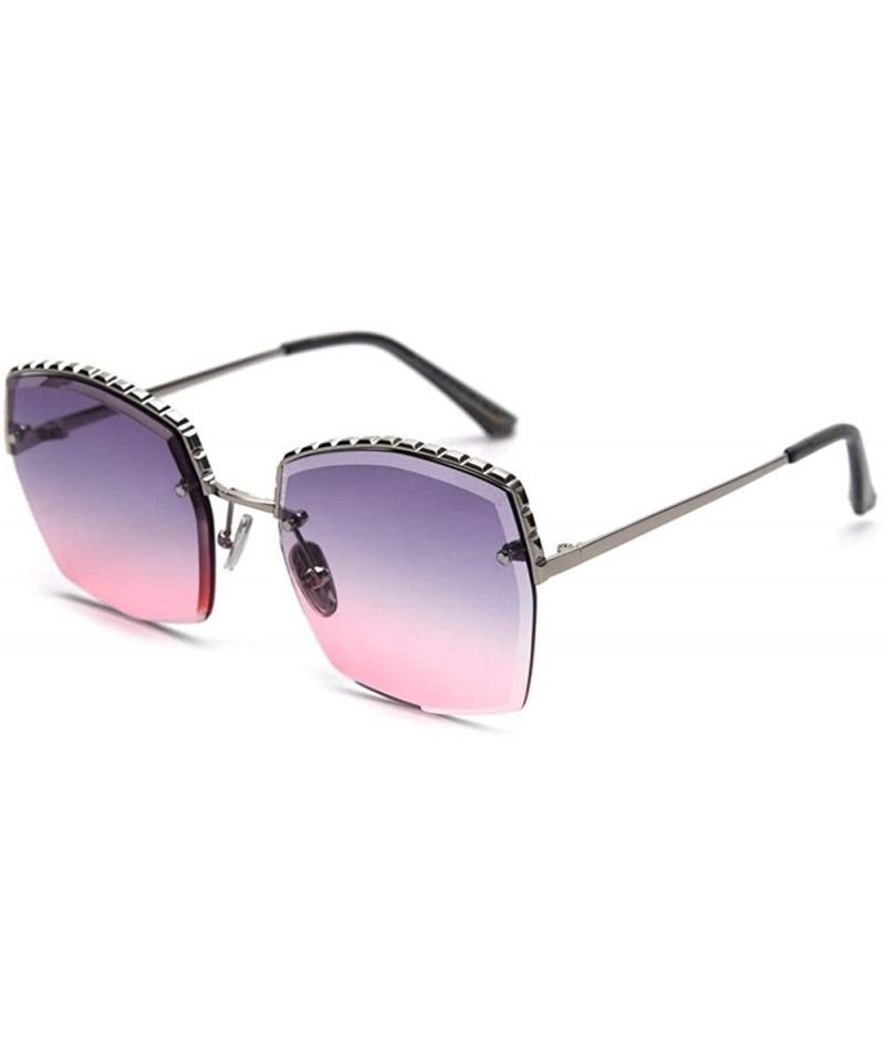 Square sunglasses Rhinestone Sunglasses oversized gradient - Gray&pink - CV18QCTOL8T $15.70