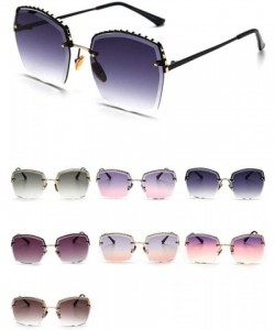 Square sunglasses Rhinestone Sunglasses oversized gradient - Gray&pink - CV18QCTOL8T $15.70