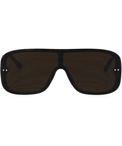 Shield Mens Robotic Flat Top Minimal Shield Mob Sunglasses - Tortoise Brown - C818SGCYWM8 $10.70