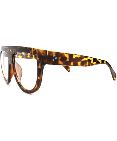 Square Flat Top Swag 80s Hip Hop Rapper DJ Night Club Tortoise Clear Lens Eye Glasses - C11802405XY $11.84