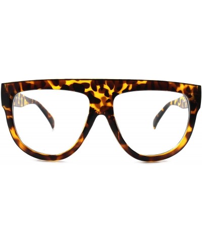 Square Flat Top Swag 80s Hip Hop Rapper DJ Night Club Tortoise Clear Lens Eye Glasses - C11802405XY $11.84