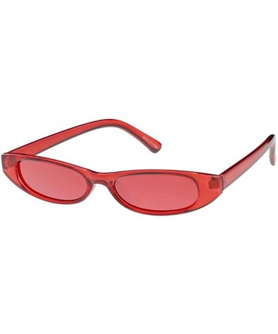 Oval Small Tiny Oval Sleek Fashion Sunglasses - Red - CJ18UDR785I $21.58