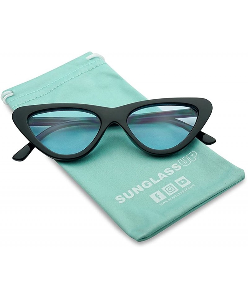 Cat Eye Super Retro Vintage Exaggerated Slim Netural Color Frame Cat Eye Sunglasses - Black Frame - CP18EQWE9QA $11.76