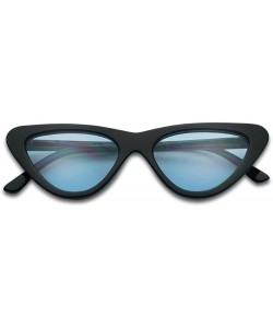 Cat Eye Super Retro Vintage Exaggerated Slim Netural Color Frame Cat Eye Sunglasses - Black Frame - CP18EQWE9QA $11.76