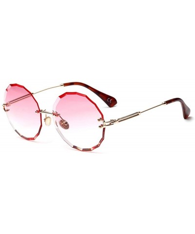 Round Vintage Frameless Round Metal Legs Clear Gradient Sunglasses Women UV400 - Pink - C0198CMIOWU $22.96