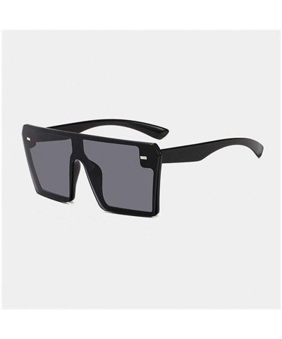 Oversized Oversized Square Sunglasses for Women Rivet Frame Eyewear - C1 Black Gray - CX1987ZS6IX $23.82