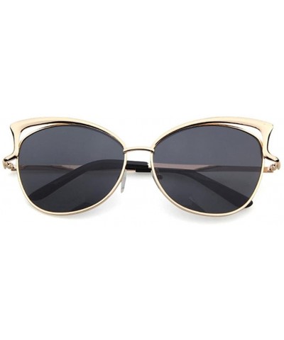 Oversized Cateye Sunglasses Flat Lenses Ultra Thin Elegant Street Classic Tone Mirror Metal Frame - Gray - CI180MD8WLX $8.90