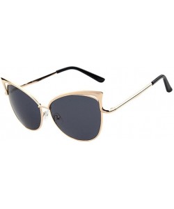 Oversized Cateye Sunglasses Flat Lenses Ultra Thin Elegant Street Classic Tone Mirror Metal Frame - Gray - CI180MD8WLX $8.90