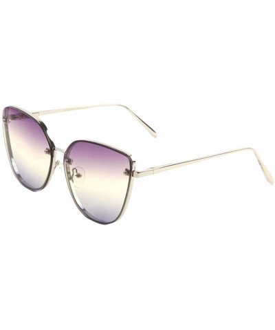 Cat Eye Triple Oceanic Color Cat Eye Aviator Sunglasses - Purple Blue - CO190EURIM6 $15.21