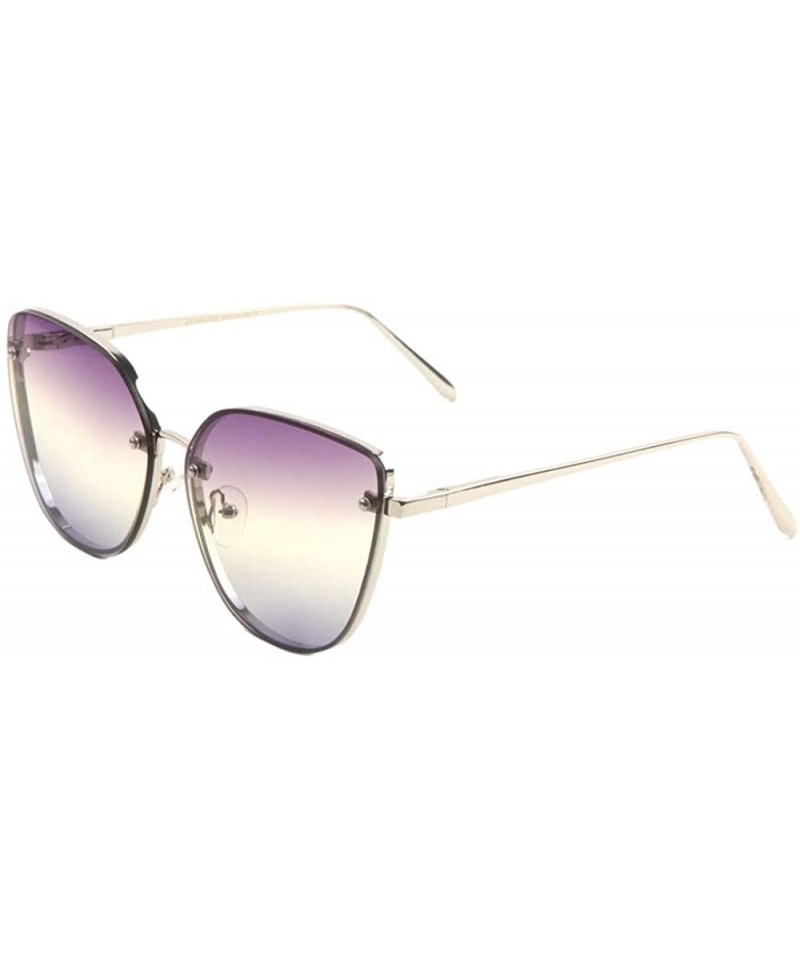 Cat Eye Triple Oceanic Color Cat Eye Aviator Sunglasses - Purple Blue - CO190EURIM6 $15.21