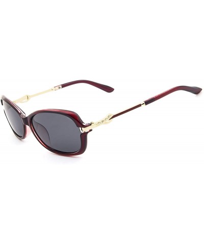 Sport Women's Fashion Classic Polarized Anti-glare UV Protection Driving Sunglasses - Red Frame Gray Lens - CP18SDWONAX $11.22