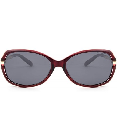 Sport Women's Fashion Classic Polarized Anti-glare UV Protection Driving Sunglasses - Red Frame Gray Lens - CP18SDWONAX $11.22