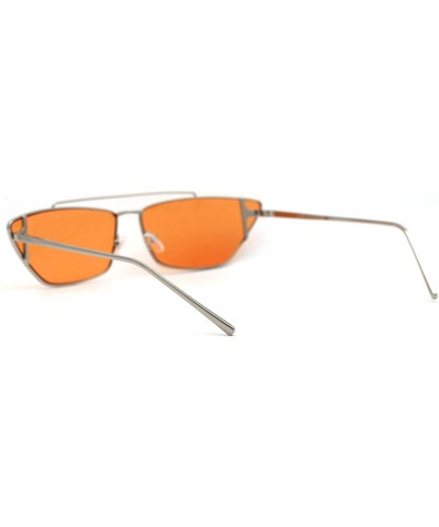 Cat Eye Womens Hippie Color Lens Wide Cat Eye Metal Rim Sunglasses - Silver Orange - CH18UQKOAC8 $9.80