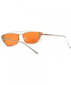 Cat Eye Womens Hippie Color Lens Wide Cat Eye Metal Rim Sunglasses - Silver Orange - CH18UQKOAC8 $9.80