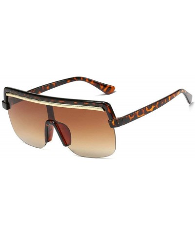 Goggle Fashion New Trend Big Frame One-piece Brand Designer Large Hinge Metal Chain Sunglasses - C6 - CP18TOUUHI2 $11.49
