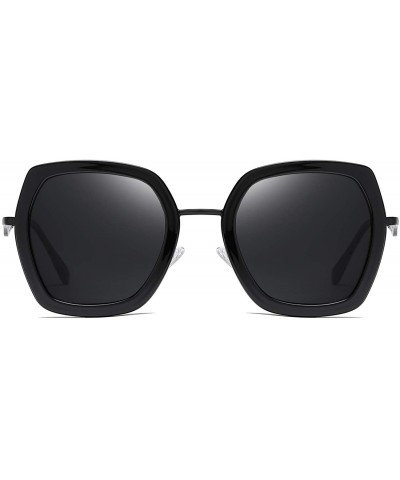 Oversized Cute Polarized Sunglasses for Women Metal Style Shades So Sassy 8051 - Blacks - CL194YGIG7C $10.63