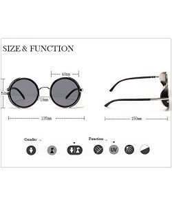 Oversized Round Steampunk Sunglasses with Side Shields Metal Frame Circle Mirror Lens Eye Glasses Goggles for Men Women - CG1...