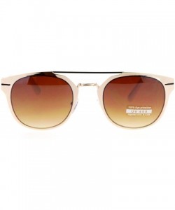 Sport Metal Double Bridge Flat Top Horn Rim Sport Sunglasses - Gold Brown - CZ12DI9C4UF $10.01