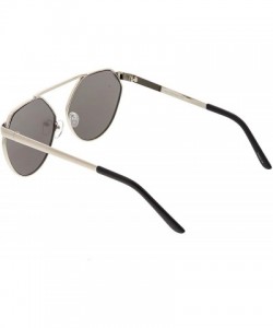 Oversized Oversize Geometric Metal Colored Mirror Flat Lens Aviator Sunglasses 60mm - Silver / Silver Mirror - CJ182KXINMZ $1...