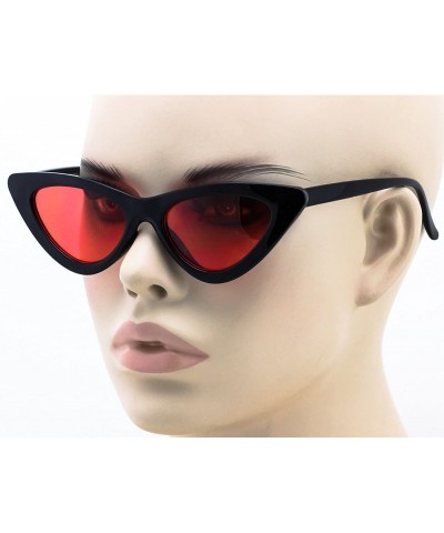 Goggle Cat Eye Sunglasses Clout Goggle Sexy Women Exaggerated Slim Frame Colorful Tinted Lens - Black/Orange - CI189RM2OE8 $7.62