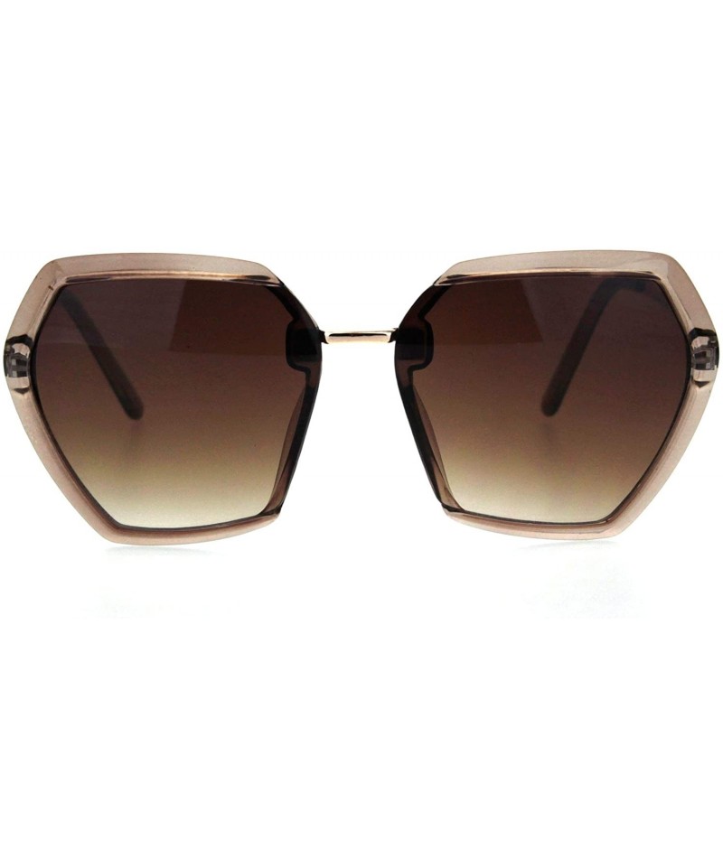 Butterfly Womens Exposed Lens Mod Octagonal Butterfly Designer Style Sunglasses - Beige Brown - CZ18I64UH90 $13.24