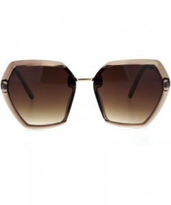 Butterfly Womens Exposed Lens Mod Octagonal Butterfly Designer Style Sunglasses - Beige Brown - CZ18I64UH90 $13.24