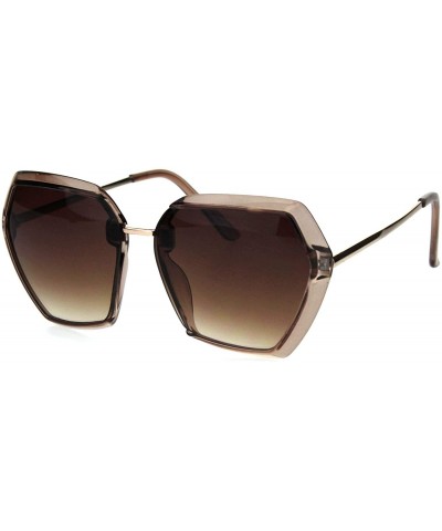 Butterfly Womens Exposed Lens Mod Octagonal Butterfly Designer Style Sunglasses - Beige Brown - CZ18I64UH90 $13.24