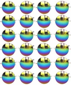 Goggle 12 Round Retro Vintage Circle Tint Sunglasses Metal Frame Colored Lens Small lens - Round_56_sil_multi_mirr_12p - CT18...