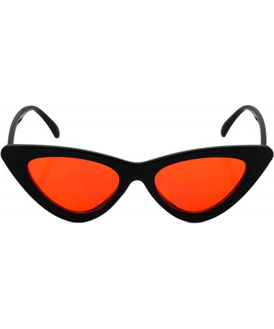 Goggle Cat Eye Sunglasses Clout Goggle Sexy Women Exaggerated Slim Frame Colorful Tinted Lens - Black/Orange - CI189RM2OE8 $7.62