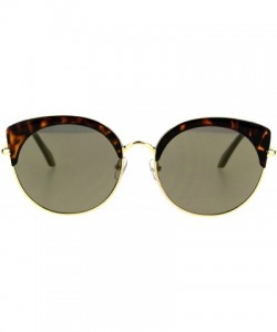 Cat Eye Womens Eye Brow Half Rim Retro Mod Round Cat Eye Tip Sunglasses - Tortoise Gold - C5184QMCATL $13.92