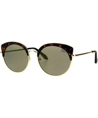 Cat Eye Womens Eye Brow Half Rim Retro Mod Round Cat Eye Tip Sunglasses - Tortoise Gold - C5184QMCATL $13.92