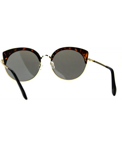 Cat Eye Womens Eye Brow Half Rim Retro Mod Round Cat Eye Tip Sunglasses - Tortoise Gold - C5184QMCATL $13.92