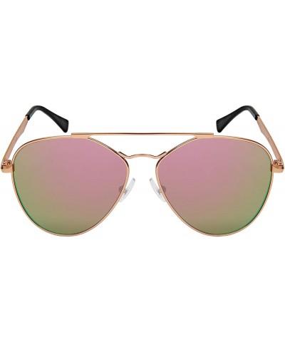 Aviator Classic Aviator w/Flat Mirrored Lens 5119-FLREV - Matte Rose Gold - C2185KIG0C7 $10.00