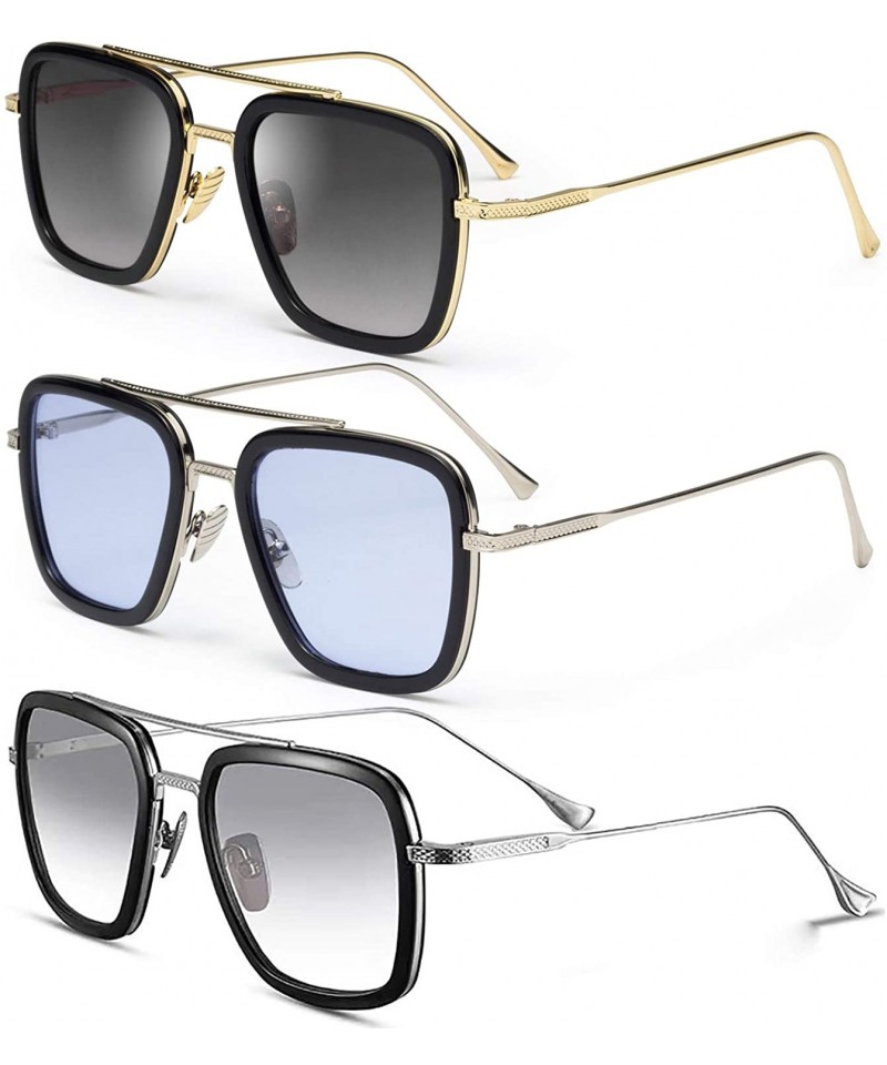 Aviator Shipping Square Sunglasses Aviator Downey - 3 Color Mixed - C7199CNEGXT $19.86