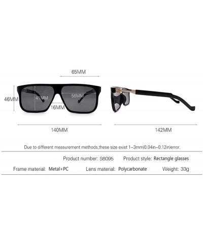 Oversized Fashion Sunglasses Mens Rectangle Men Brand Designer Retro Vintage Glasses Black S6095 - Gray - CO197A2RCQQ $21.53