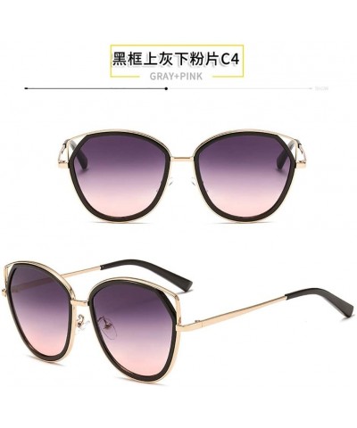 Cat Eye Voguish Sunglasses Cutout Alloy Glasses Cat Eyes Retro Sunglasses Casual Fashion Sunglasses (Color Gradient 2) - C419...