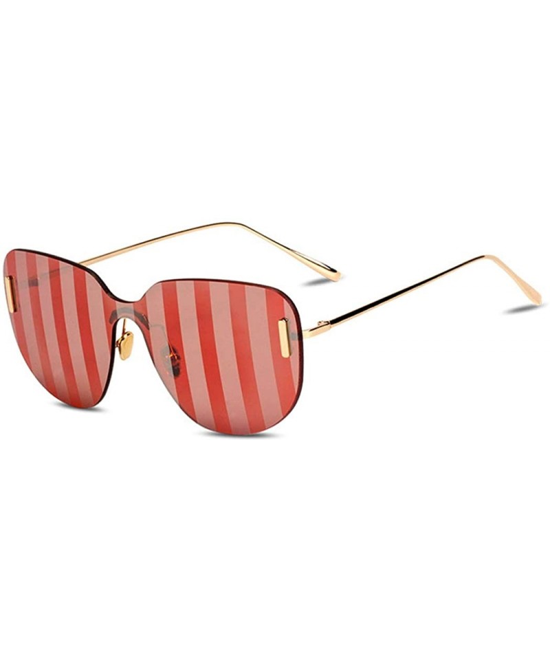Aviator 2019 new sunglasses - women's one-piece sunglasses striped color film sunglasses - A - CQ18SGTMRE2 $47.23