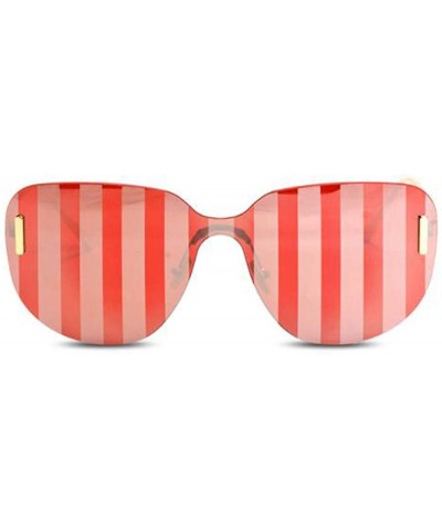 Aviator 2019 new sunglasses - women's one-piece sunglasses striped color film sunglasses - A - CQ18SGTMRE2 $47.23