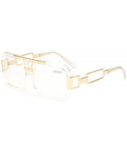 Square Classic Retro Glasses Oversized Bold Large Square Eyewear Transparent Geek Style Clear Lens - Transparent 12 - CL189UD...