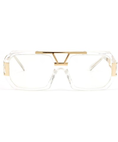 Square Classic Retro Glasses Oversized Bold Large Square Eyewear Transparent Geek Style Clear Lens - Transparent 12 - CL189UD...