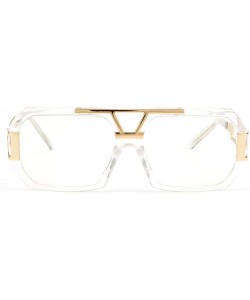 Square Classic Retro Glasses Oversized Bold Large Square Eyewear Transparent Geek Style Clear Lens - Transparent 12 - CL189UD...