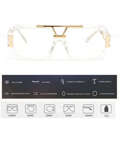 Square Classic Retro Glasses Oversized Bold Large Square Eyewear Transparent Geek Style Clear Lens - Transparent 12 - CL189UD...