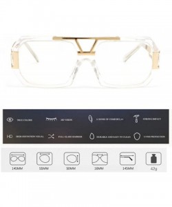 Square Classic Retro Glasses Oversized Bold Large Square Eyewear Transparent Geek Style Clear Lens - Transparent 12 - CL189UD...