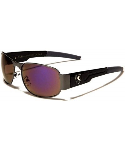 Square Modern Men Fashion Mirrored Lens Rectangle Sporty Golf Sunglasses - Purple - CE18WYMEH0G $18.43