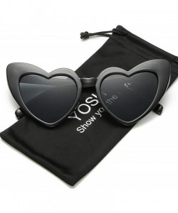 Sport Clout Goggle Heart Sunglasses Vintage Cat Eye Mod Style Retro Kurt Cobain Glasses - Black Grey + Red Grey - CT18UKIW4LE...