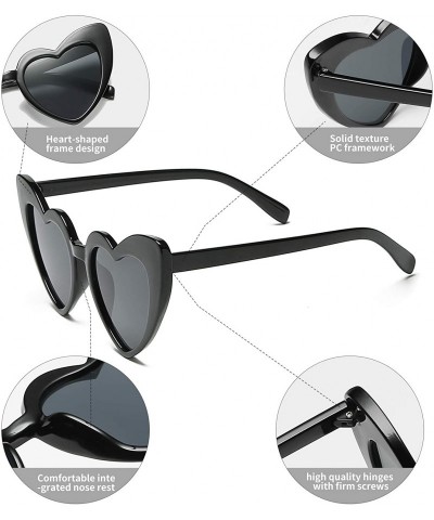 Sport Clout Goggle Heart Sunglasses Vintage Cat Eye Mod Style Retro Kurt Cobain Glasses - Black Grey + Red Grey - CT18UKIW4LE...