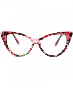 Oversized Cateye Sunglasses for Women Classic Vintage High Pointed Winged Retro Design - Floral / Clear - CF18IHUS3Z5 $19.48