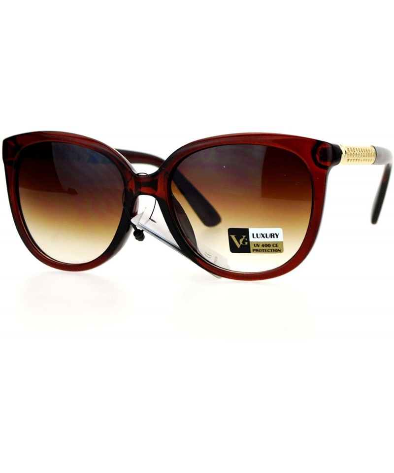 Wayfarer Diva Metal Hollow Jewel Arm Oversize Horn Rim Sunglasses - Brown - C212EMGH46R $11.23