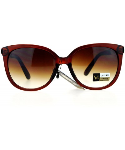 Wayfarer Diva Metal Hollow Jewel Arm Oversize Horn Rim Sunglasses - Brown - C212EMGH46R $11.23