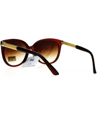 Wayfarer Diva Metal Hollow Jewel Arm Oversize Horn Rim Sunglasses - Brown - C212EMGH46R $11.23